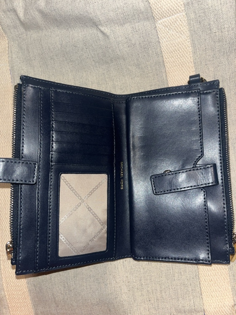Michael Kors Denim Wristlet with Red and Pink Patch Accents - Picture 5 of 7